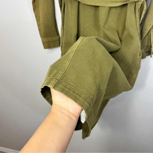 Kaffe Olive Green Belted Snap-Up Denim Shirt Dress women size Small - Picture 10 of 12